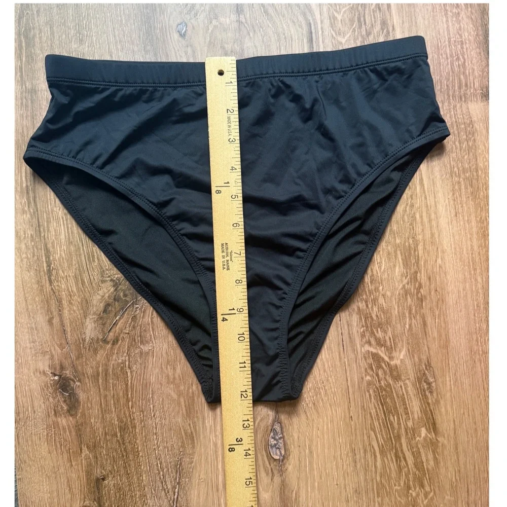 Womens Solid‎ Black High Waisted Bikini Bottoms Swim Size L New Without Tags